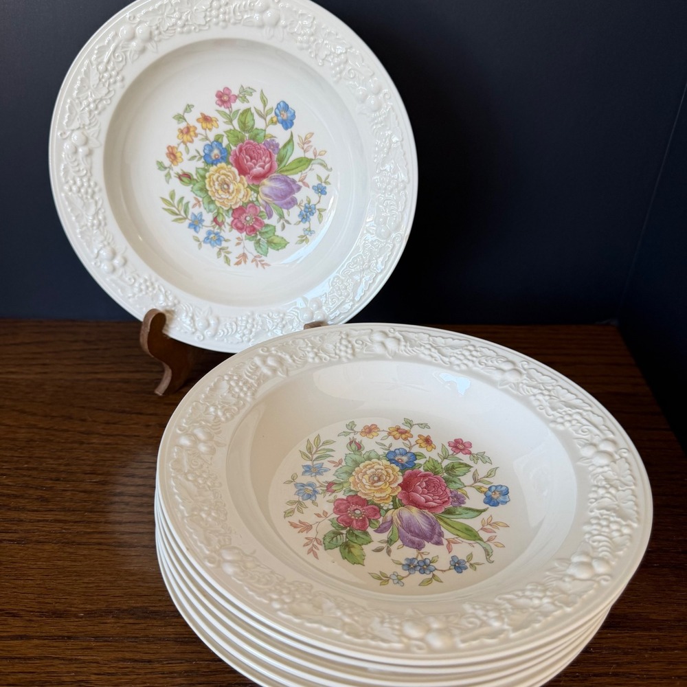 Vintage 1940 Homer Laughlin Eggshell Theme TH11 Rim Bowls Set of‎ 7